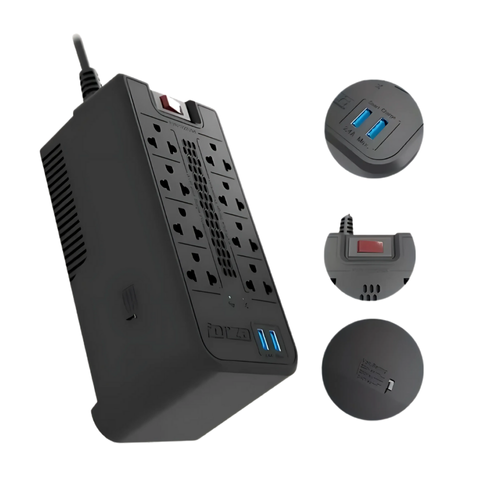 ESTABILIZADOR 1200VA FVR-1222USB FORZA 600W 2USB 8 OUT